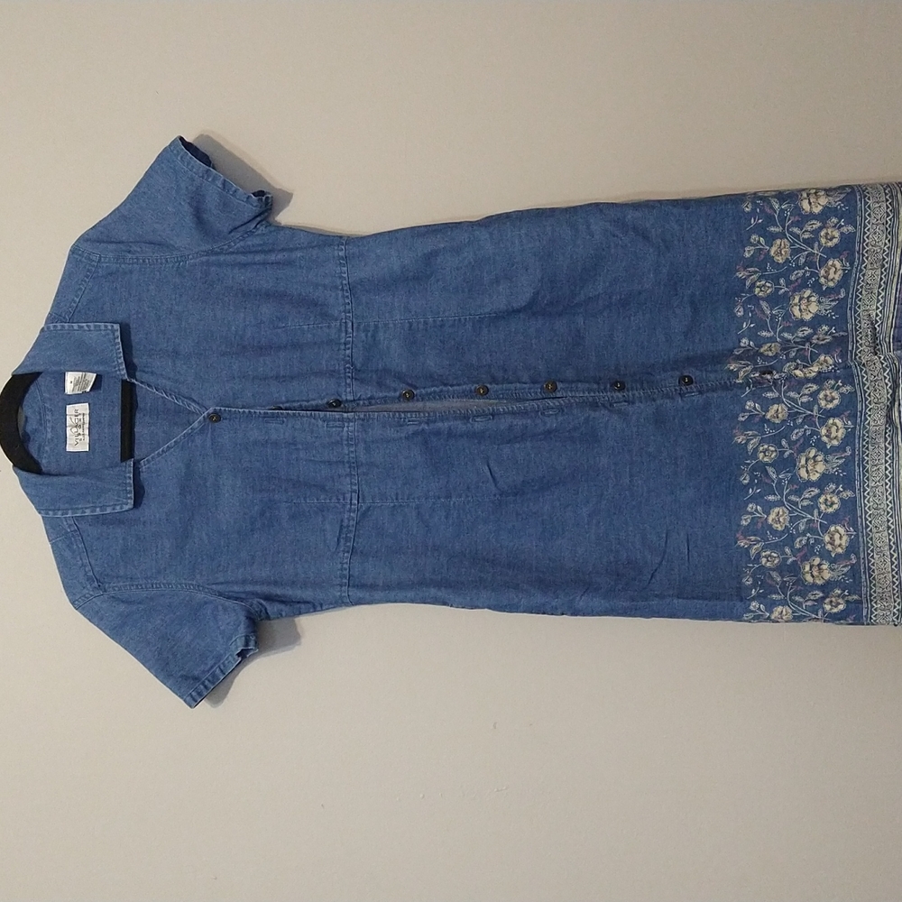 Boho denim floral dress